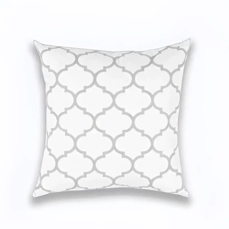 Geometric embroidered light grey cotton cushion cover living room