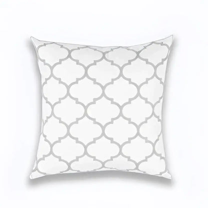 Geometric embroidered light grey cotton cushion cover living room
