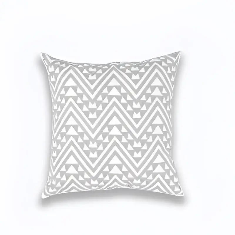 Geometric embroidered light grey cotton cushion cover living room