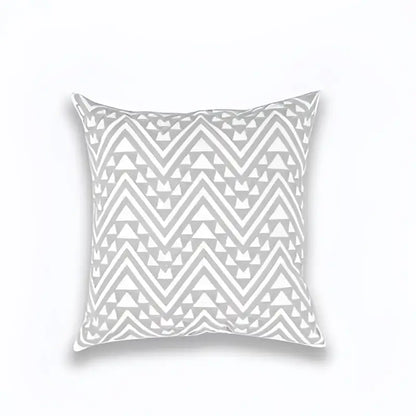 Geometric embroidered light grey cotton cushion cover living room