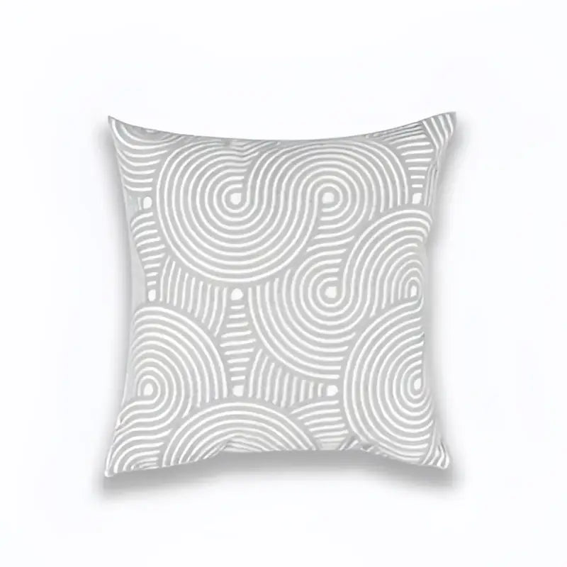 Geometric embroidered light grey cotton cushion cover living room