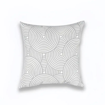 Geometric embroidered light grey cotton cushion cover living room
