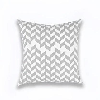 Geometric embroidered light grey cotton cushion cover living room