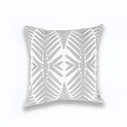Geometric embroidered light grey cotton cushion cover living room