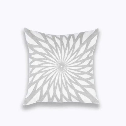 Geometric embroidered light grey cotton cushion cover living room