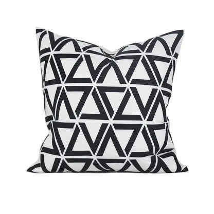 Geometric embroidered noble white & gray cushion cover living room