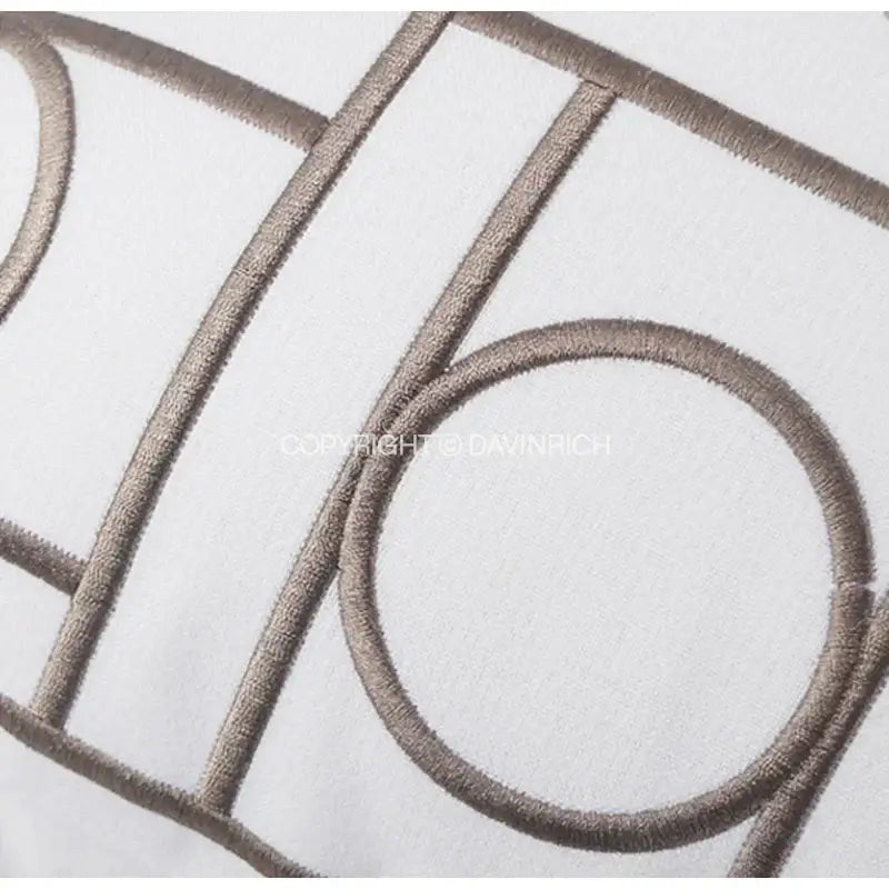 Geometric embroidered noble white & gray cushion cover living room