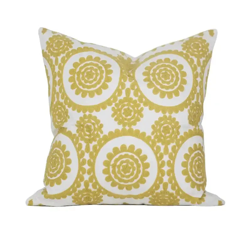 Geometric embroidered noble white & gray cushion cover living room