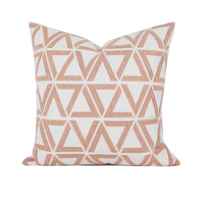 Geometric embroidered noble white & gray cushion cover living room