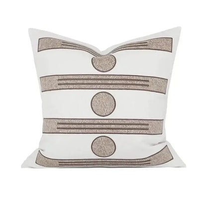 Geometric embroidered noble white & gray cushion cover living room