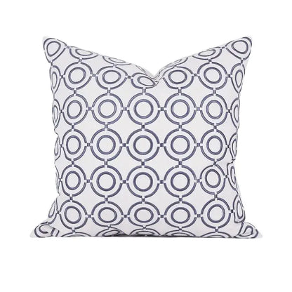 Geometric embroidered noble white & gray cushion cover living room