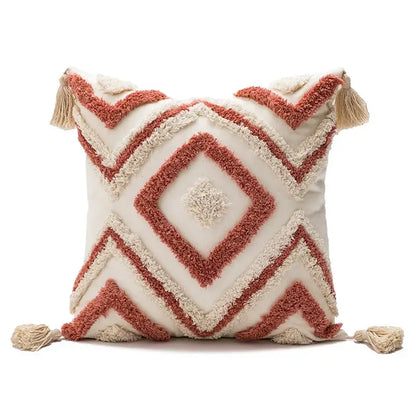 Geometric embroidery boho cushion cover living room throw pillow