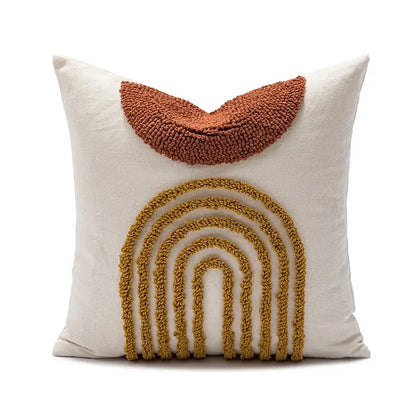 Geometric embroidery circle cushion cover living room earthy decor