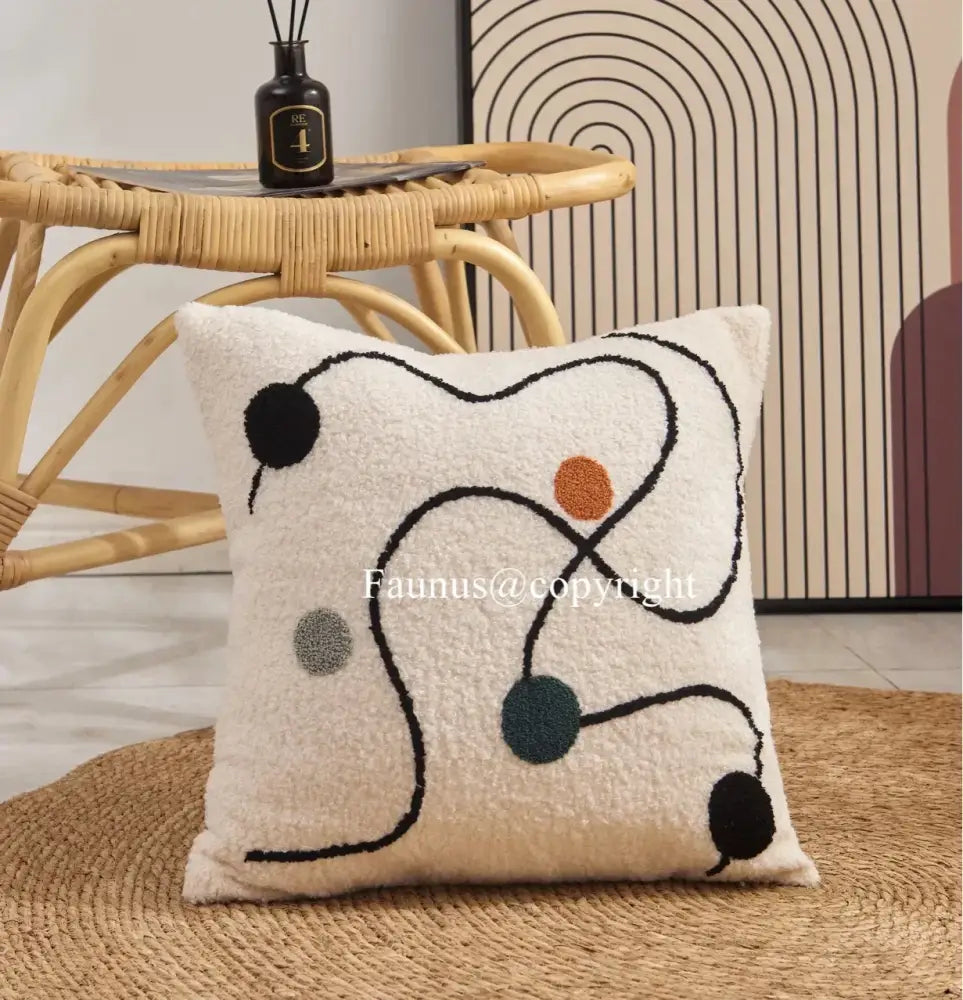 Geometric embroidery cream cushion covers living room abstract art