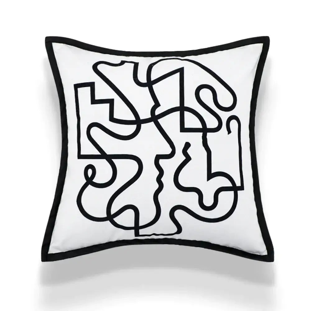 Geometric embroidery cream cushion covers living room abstract art