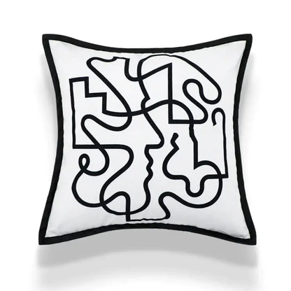 Geometric embroidery cream cushion covers living room abstract art