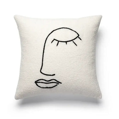 Geometric embroidery cream cushion covers living room abstract art