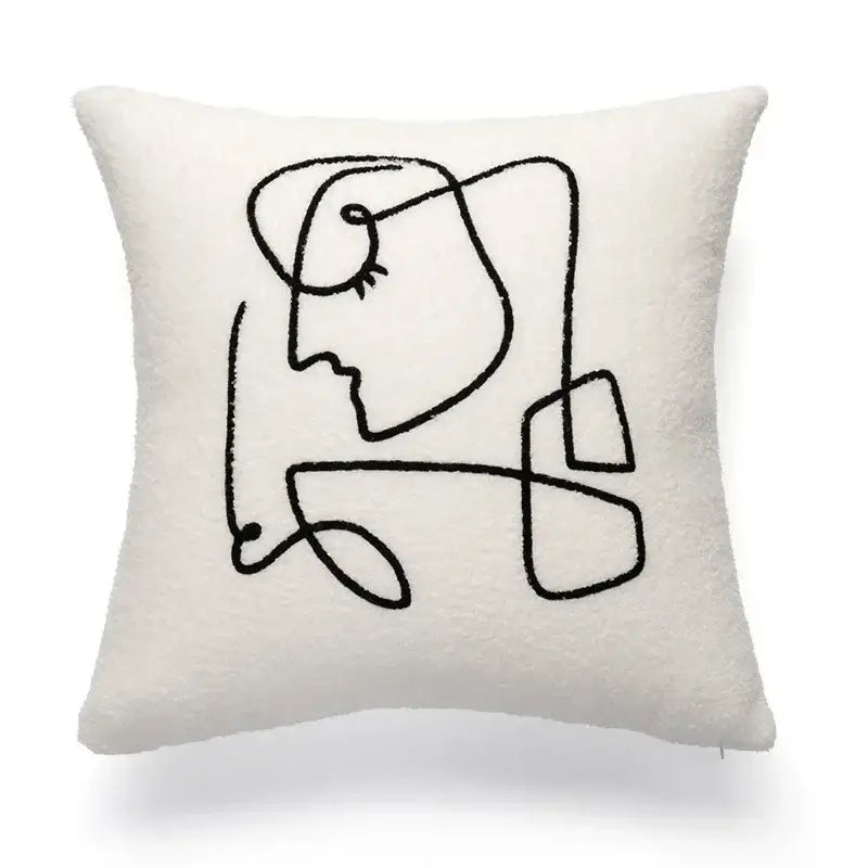 Geometric embroidery cream cushion covers living room abstract art