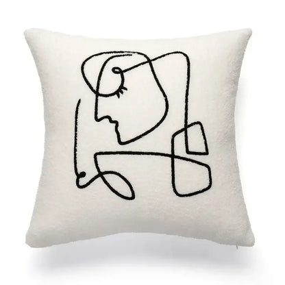 Geometric embroidery cream cushion covers living room abstract art