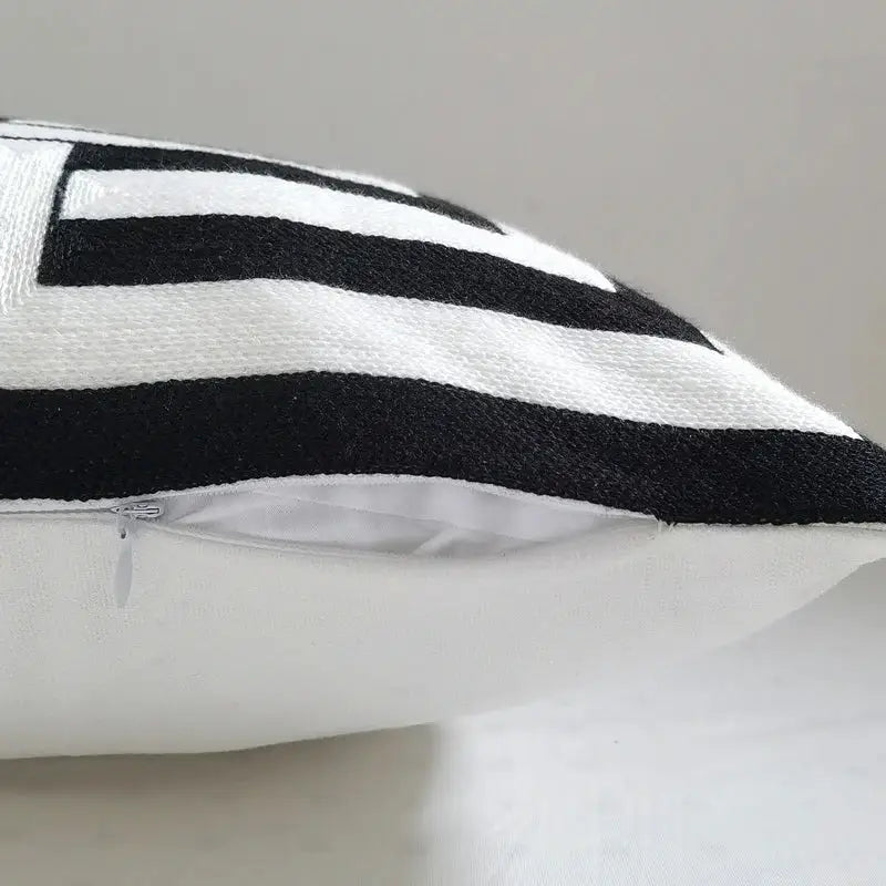 Geometric embroidery cushion cover black & grey living room decor