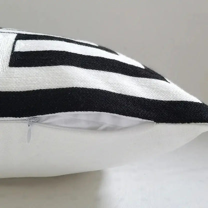 Geometric embroidery cushion cover black & grey living room decor