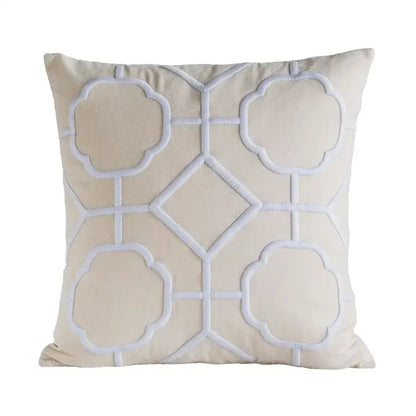 Geometric embroidery cushion cover yellow & teal living room decor