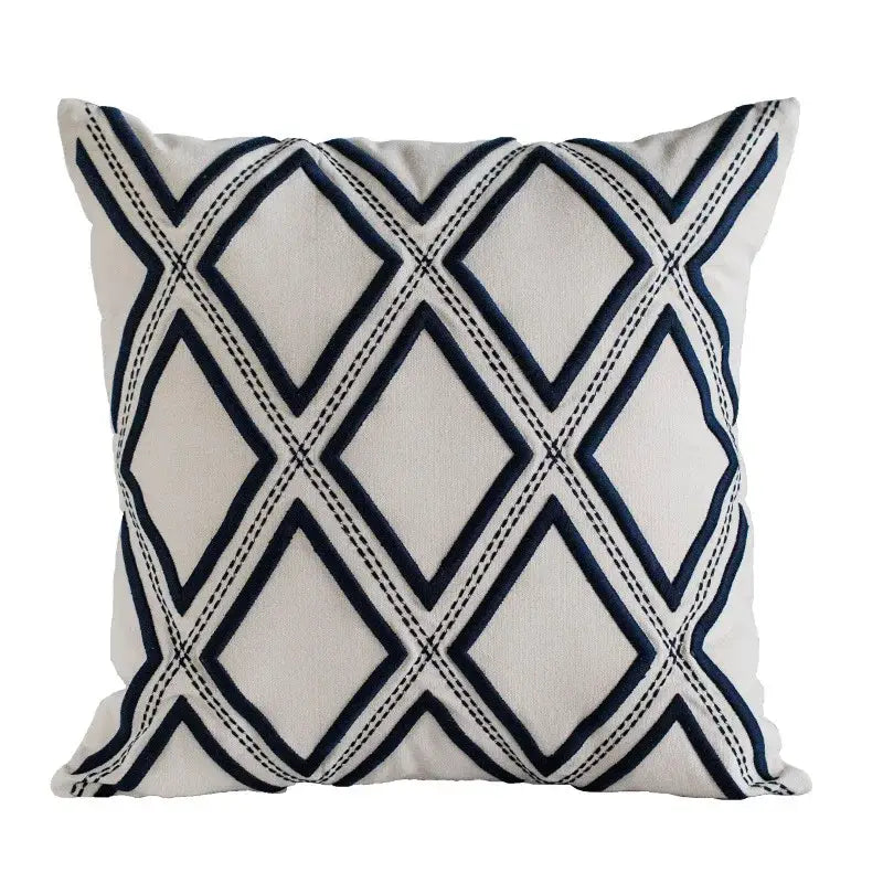 Geometric embroidery cushion cover yellow & teal living room decor
