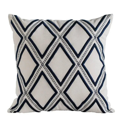 Geometric embroidery cushion cover yellow & teal living room decor