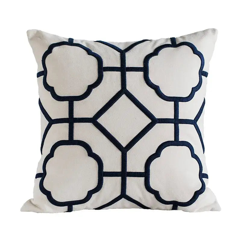 Geometric embroidery cushion cover yellow & teal living room decor