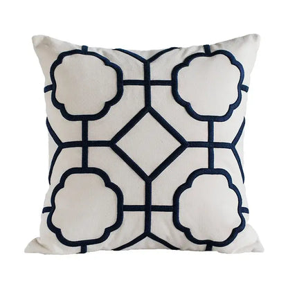 Geometric embroidery cushion cover yellow & teal living room decor