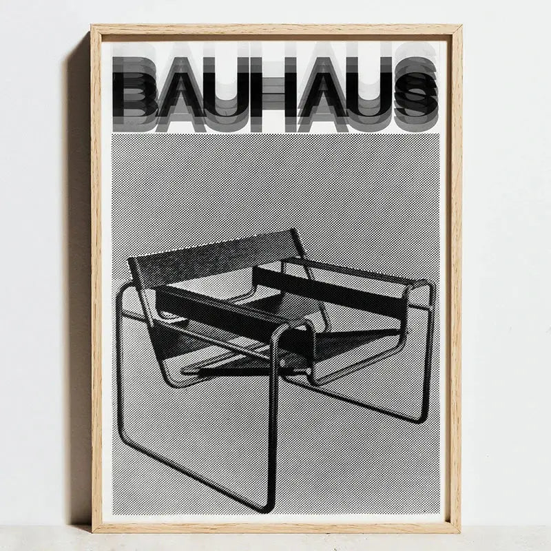 Minimalist orange & black bauhaus exhibition posters living room art