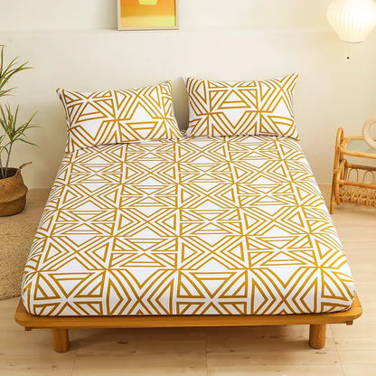 Geometric figure white & gold sheet set bedroom bedding