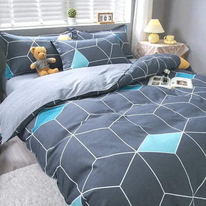 Geometric floral black & white bedding set bedroom duvet cover
