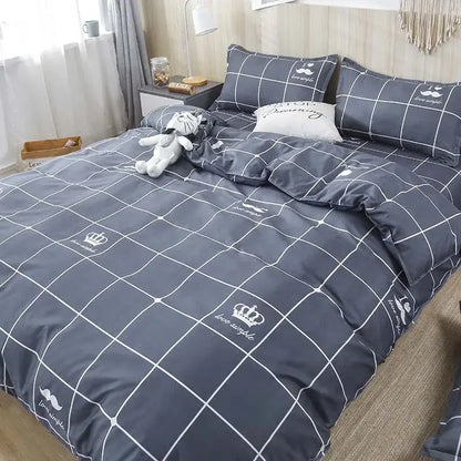 Geometric floral black & white bedding set bedroom duvet cover