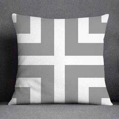 Geometric floral print gray & white pillow case living room decor