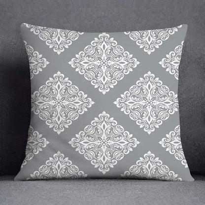 Geometric floral print gray & white pillow case living room decor
