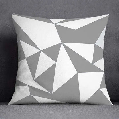 Geometric floral print gray & white pillow case living room decor