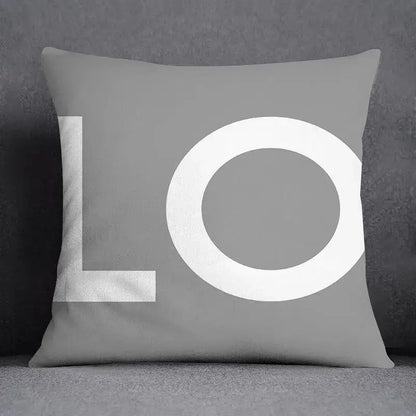 Geometric floral print gray & white pillow case living room decor