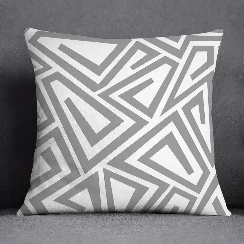 Geometric floral print gray & white pillow case living room decor