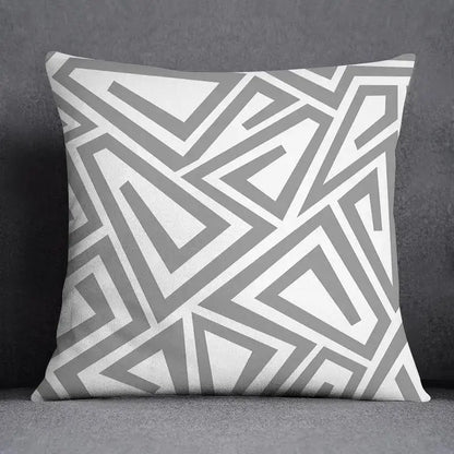Geometric floral print gray & white pillow case living room decor