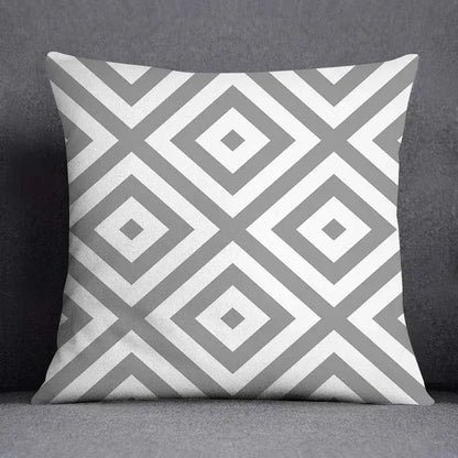 Geometric floral print gray & white pillow case living room decor