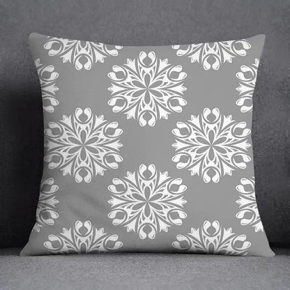 Geometric floral print gray & white pillow case living room decor