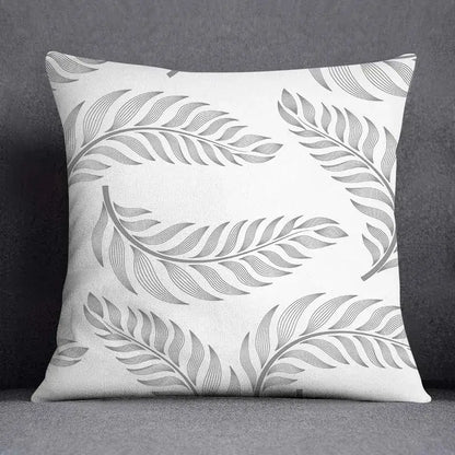 Geometric floral print gray & white pillow case living room decor