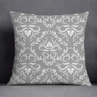 Geometric floral print gray & white pillow case living room decor