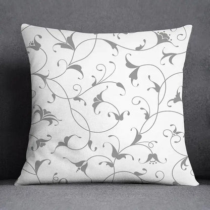Geometric floral print gray & white pillow case living room decor