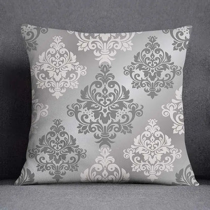 Geometric floral print gray & white pillow case living room decor