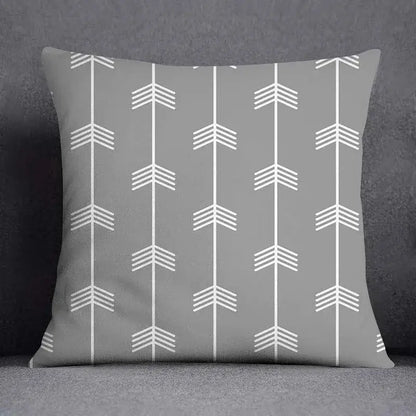 Geometric floral print gray & white pillow case living room decor