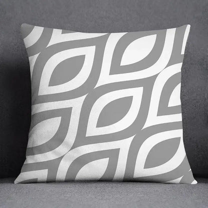 Geometric floral print gray & white pillow case living room decor