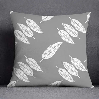 Geometric floral print gray & white pillow case living room decor