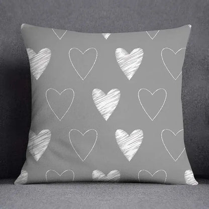 Geometric floral print gray & white pillow case living room decor